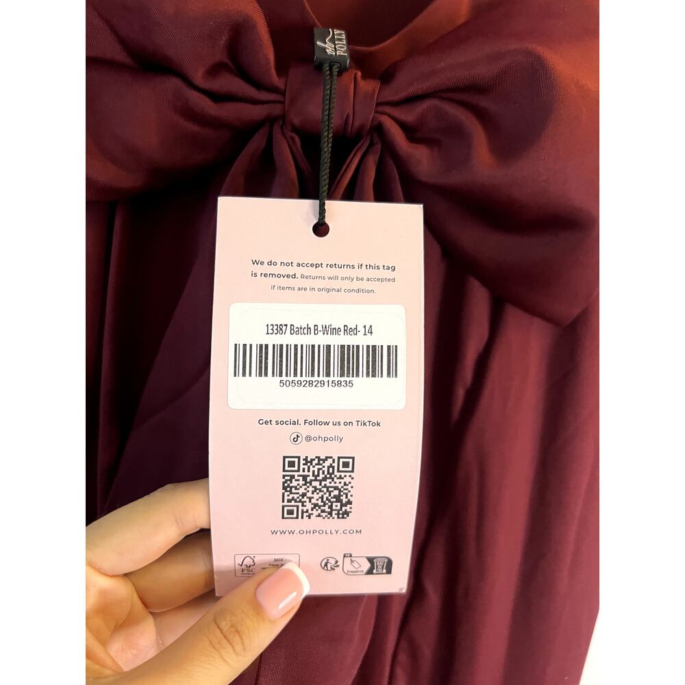 Oh Polly Burgundy Midi Dress with Bow Back - Picture 6 of 7